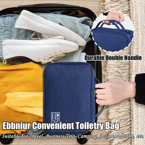 Vista 6 de Bolsa de aseo colgante, bolsa de viaje de gran capacidad para artículos de tocador, tela Oxford impermeable, organizador de maquillaje, bolsa