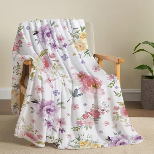 Vista 14 de Tupmnbry Manta floral de margaritas y girasoles, manta de franela súper suave, manta de cama ligera y esponjosa para cama, sofá y viajes, 50 x 60