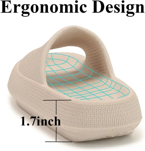 Vista 2 de TOBVZOO Pantuflas de nube para mujeres y hombres, suela gruesa y suave, antideslizantes, para baño
