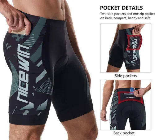 Vista 3 de NICEWIN - Pantalones cortos de ciclismo para hombre con acolchado 3D y secado rápido