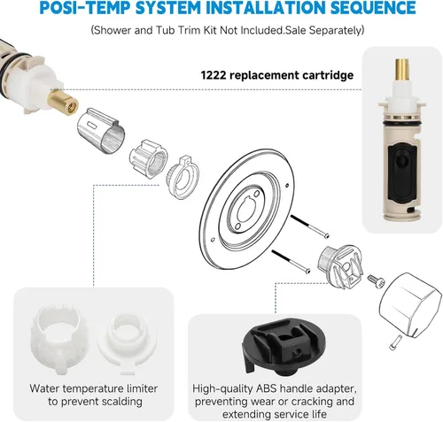 Vista 7 de Shower Cartridge Kit Replacement for Moen 1222/1222B Cartridge 1222 Cartridge with Remove Tool & Adapter Kit