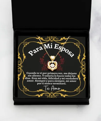 Vista 18 de Collar de Regalo Para Esposa En Forma De Corazon Plateado y Dorado Regalo Para Mujer Personalizado
