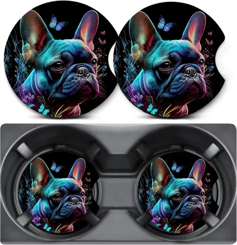 Vista 41 de Paquete de 2 posavasos para automóvil para portavasos, posavasos para portavasos de automóvil Trio Cats, tapete de goma antideslizante