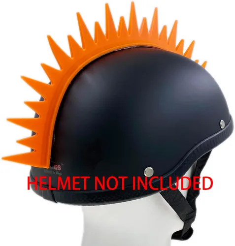 Vista 6 de Punk Mohawk Warhawk - Accesorio de peluca de goma para esquí, patinaje, bicicleta, motocicleta, scooter, casco de motocicleta (Zigzag - naranja neón)