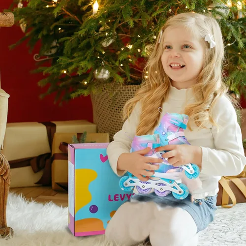 Vista 5 de Patines en línea ajustables para niños, niñas y adultos, patines con todas las ruedas que se iluminan para exteriores, para principiantes, jóvenes