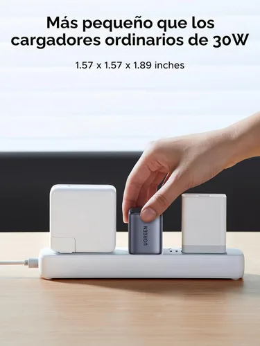 Vista 4 de UGREEN Cargador USB C de 35 W para iPhone 17 de carga rápida, Nexode 2 puertos GaN plegable PPS compacto y rápido bloque de cargador de pared