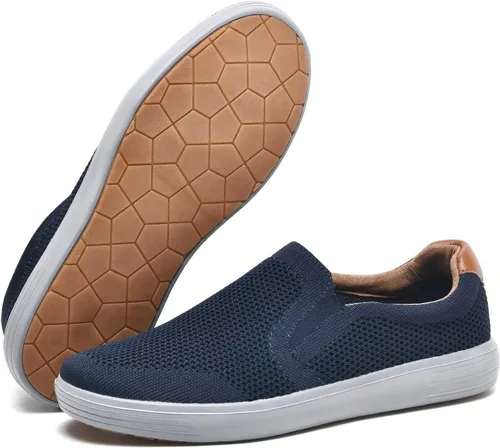 Vista 2 de konhill Zapatos deportivos sin cordones para hombre, mocasines de punto, informales, para caminar, conducir, trabajo, zapatos de espuma