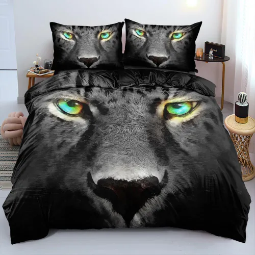 Vista 20 de Juego de funda de edredón con diseño de tigre blanco, tamaño individual, funda de edredón con estampado de animales salvajes, juego de ropa de cama