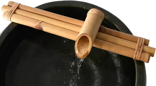 Vista 5 de Bamboo Accents Kit de fuente Zen de 18 pulgadas, tres brazos, bambú resistente a la división para bricolaje interior/exterior - para contenedores