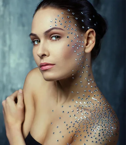 Vista 6 de 3 hojas de gemas de diamantes de imitación autoadhesivos para la cara, maquillaje, uñas, manualidades (negro)