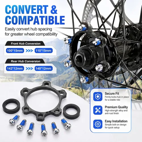 Vista 5 de Conversión de concentrador, adaptador de impulso, adaptador de conversión de cubo de impulso delantero trasero 100 x 15 a 110 x 15 accesorios