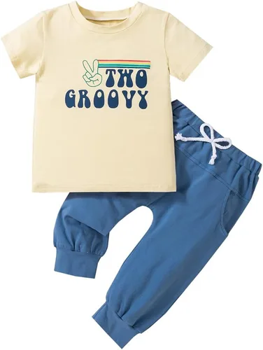 Vista 8 de Pudcoco Conjunto de camiseta de manga corta con letras y pantalones largos sólidos para el verano