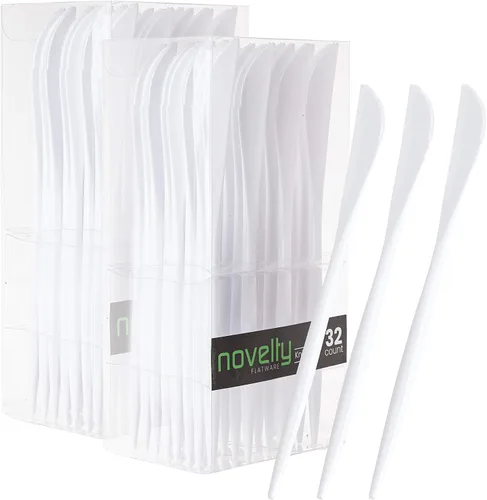Vista 15 de Novedosos cubiertos modernos, cubiertos, cuchillos de plástico desechables de lujo, color blanco, 32