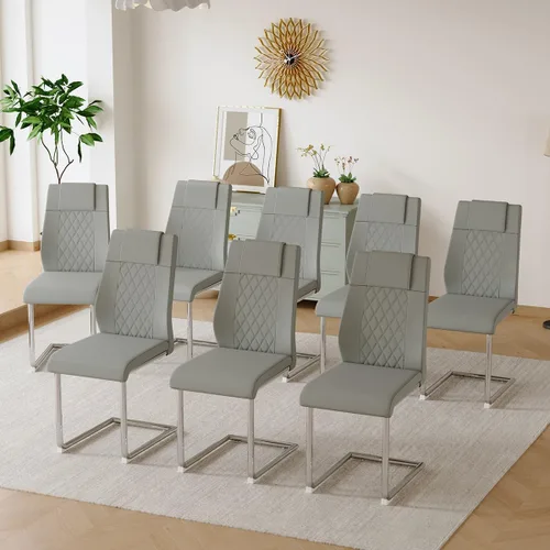 Vista 16 de gopop Juego de 4 sillas de comedor, modernas sillas de cocina y comedor con patas de metal galvanizado, sillas laterales tapizadas para comedor