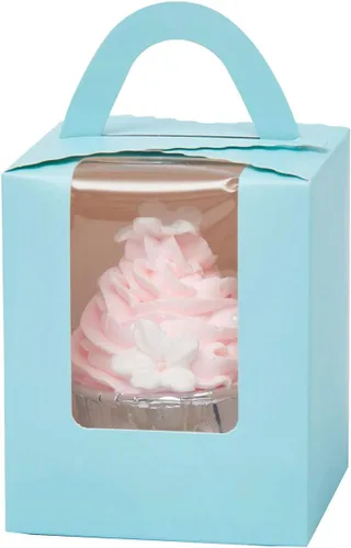 Vista 18 de qiqee Cajas para magdalenas verdes, soportes individuales desechables para magdalenas, 50 piezas, cajas individuales para magdalenas con ventana