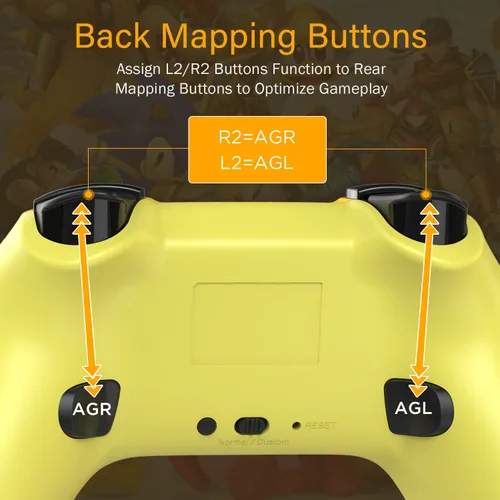 Vista 4 de Wireless Controller for Nintendo SwitchSwitch LiteOLED Game Console,Switch Controller for Kids,with Turbo, Motion,Dual Vibration,Back Mapping,Yellow