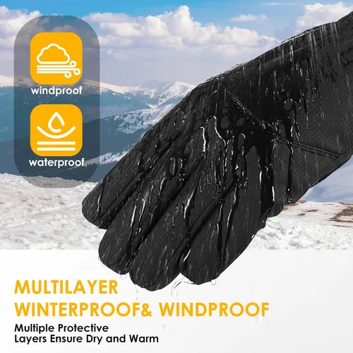 Vista 3 de Guantes de esquí de invierno para hombres y mujeres, impermeables, térmicos, ligeros para pantalla táctil, con agarre antideslizante para ciclismo