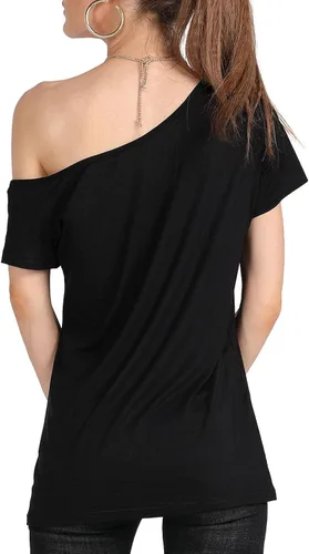 Vista 8 de MAGICMK - Camiseta casual para mujer, con estampado de labios y hombro descubierto, talla extragrande