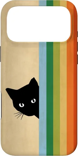 Vista 22 de Black Kitty Cat - Retro Vintage Rainbow Phone Case for iPhone 17