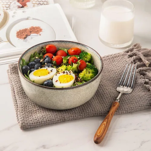 Vista 5 de AmorArc Juego de 6 cuencos de cereales para cocina, cuencos de sopa de cerámica de 26 onzas para sopa de cereales, cuencos de cocina modernos