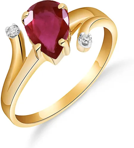 Vista 2 de Galaxy Gold GG Anillo de oro macizo de 18 quilates de 1,51 quilates con diamantes en forma de pera, Gema Metal, Rubí