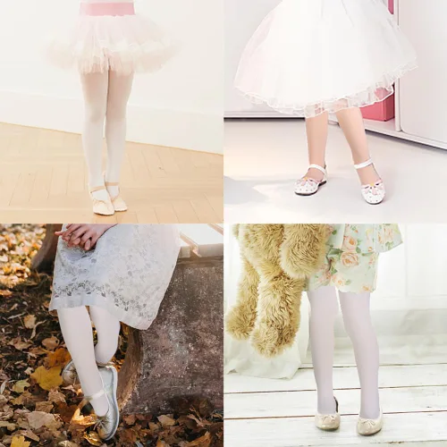 Vista 5 de EQSJIU Mallas de ballet para niña, ultra suaves, mallas elásticas con pies para niñas, medias cálidas (niños pequeñosniños grandes)