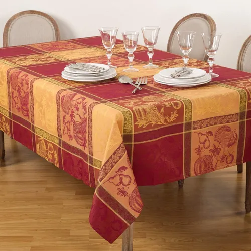 Vista 5 de SARO LIFESTYLE Camino de mesa jacquard de Acción de Gracias, diseño de cosecha de otoño, multicolor, 16 x 60 pulgadas
