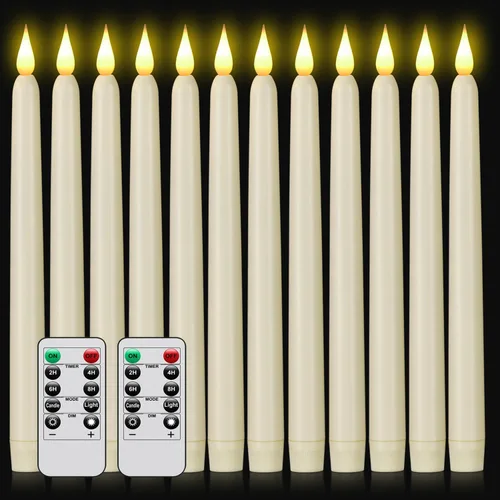 Vista 13 de Vela cónica sin llama con control remoto, paquete de 3 velas LED de plástico, velas parpadeantes que funcionan con pilas, vela alta clásica de 9.2
