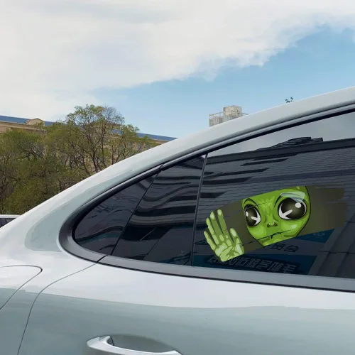 Vista 4 de 2 calcomanías divertidas de vinilo 3D para parachoques de automóvil, calcomanías autoadhesivas de doble cara para autos, ventanas, parachoques