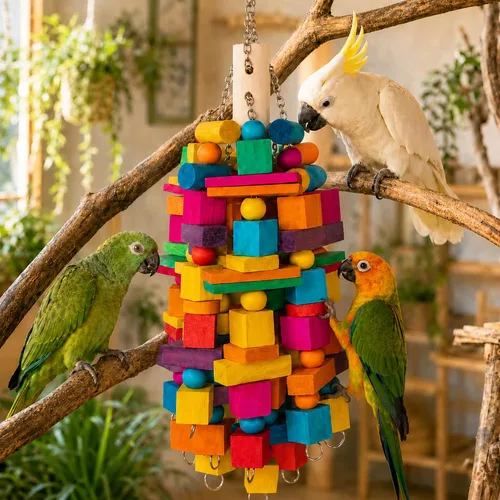 Vista 7 de 20" Large Bird Toys Natural Wooden Foraging Toys for Medium& Large Birds