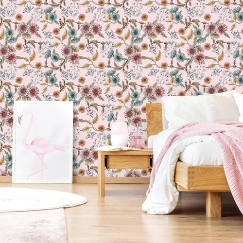 Vista 5 de VEELIKE Buzzing Bees Daisy - Papel tapiz floral de margaritas removible para dormitorio, habitación de niñas, guardería, 17.7 x 118 pulgadas, papel