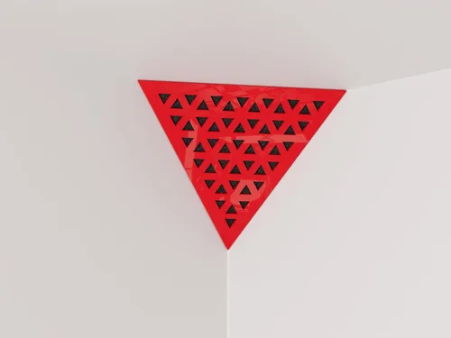 Vista 34 de (Paquete de 2) — Panel acústico de absorción de sonido y difusión para esquinas de techo, trampa de bajos «Triángulo-REDONDOS» de espuma acústica