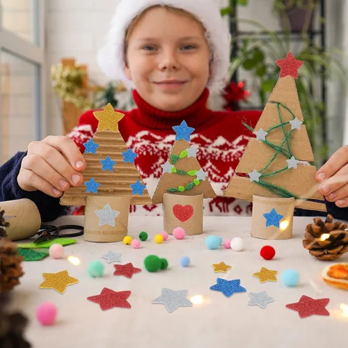 Vista 6 de MECCANIXITY 60 calcomanías de espuma con purpurina de 1 pulgada autoadhesivas en forma de corazón para suministros de manualidades, bricolaje