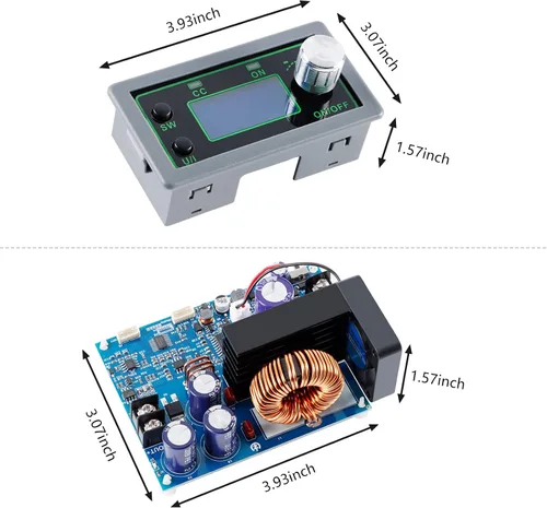 Vista 6 de Módulo de fuente de alimentación ajustable CNC Buck, convertidor de banco ajustable 50 V 20 A 1000 W voltaje y amperímetro regulador de voltaje CC