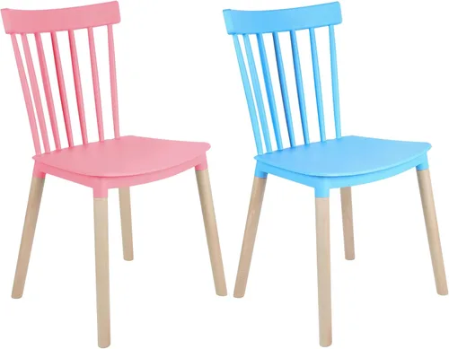 Vista 16 de DSW - Sillas de comedor de plástico modernas sin brazos con patas de madera para estar, dormitorio, cocina, comedor, sala de espera, restaurantes