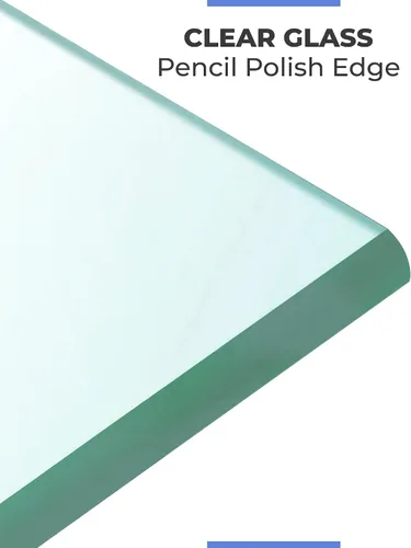 Vista 6 de Mesa rectangular transparente de vidrio templado de 16 x 30 pulgadas, borde pulido de lápiz de 3/8 pulgadas de grosor, resistente a los arañazos