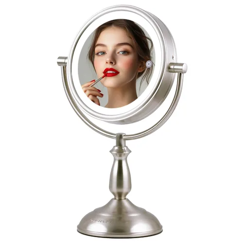 Vista 11 de OVENTE Espejo de maquillaje de mesa de 7 pulgadas, aumento de 1X y 5X, lupa redonda giratoria de doble cara, ideal para aparadores, tocador, oficina