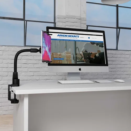Vista 6 de ARKON Mounts - Soporte resistente para tablet con soporte de abrazadera y brazo de cuello de cisne flexible de 12 pulgadas Soporte versátil
