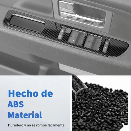 Vista 7 de JeCar Cubierta de panel de interruptor de elevación de ventana de fibra de carbono para Ford F150 Raptor 2009-2014 Accesorios interiores