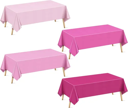Vista 31 de Mantel rectangular de la serie azul y verde, 4 piezas, 54 x 72 pulgadas, color sólido, impermeable y a prueba de derrames, mantel de plástico