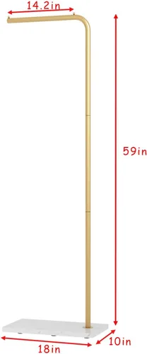 Vista 3 de Percheros de metal dorado, perchero de pie con base pesada, moderno árbol de abrigo con barra transversal y 3 ganchos, percheros de entrada