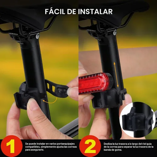 Vista 5 de KunHe USB Rechargeable Bike Tail Lights Super Bright Bicycle Rear Safety Light with 4 Light Modes for Skateboards Strollers and Wheelchairs