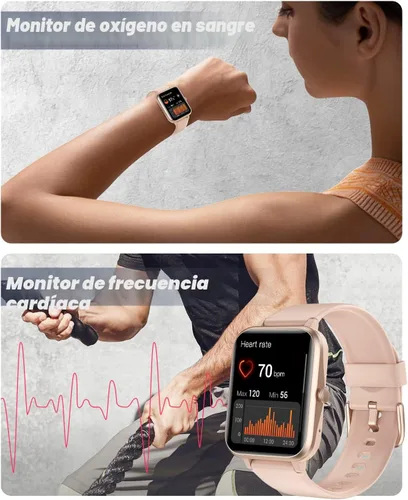 Vista 5 de GRV Reloj inteligente para mujer, llamada Bluetooth, para iPhone Android Rosa bebé