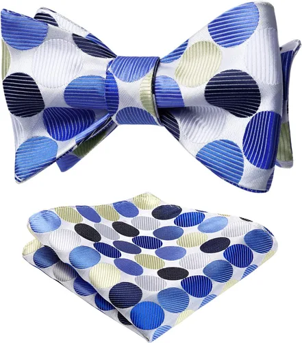 Vista 21 de HISDERN Pajaritas para hombre, diseño de lunares, corbatín y bolsillo cuadrado, clásico, esmoquin de negocios, boda, pajaritas, pañuelo