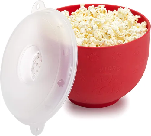 Vista 10 de Goodful Máquina de Palomitas de Silicona Plegable, Fabricante de Palomitas de Aire Caliente para Microondas, Tazón Hecho sin BPA, Azul