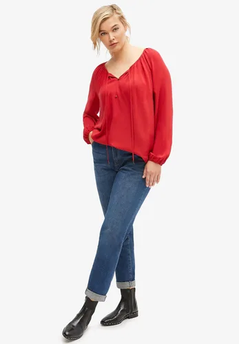 Vista 6 de Ellos Cómodos jeans estilo boyfriend de talla grande para mujer Denim elástico tiro medio