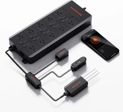 Vista 10 de Spider Farmer GGS AC5 Power Strip Kits, 5 tomas de control basadas en aplicaciones de CA, sensor de suelo 3 en 1, sensor de luz húmeda
