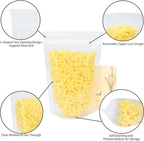 Vista 2 de 100 piezas de bolsas resellables, bolsas de pie transparentes de 3.9x5.9 pulgadas, bolsas de almacenamiento de alimentos con cierre de cremallera