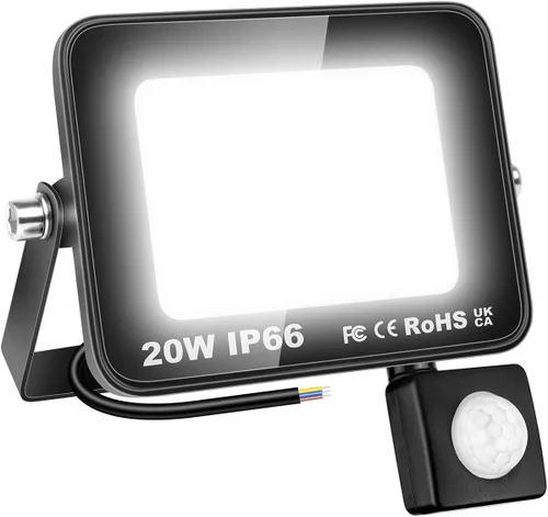 Vista 18 de Willpower Reflector LED con sensor de movimiento, luces de seguridad para exteriores de 10 W, 1000 lúmenes, lámpara exterior de 4000 K, luz blanca