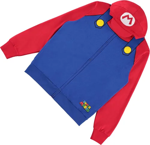 Vista 6 de Nintendo Disfraz de Mario con capucha para hombre, disfraz clásico de Mario y Luigi para cosplay, con capucha
